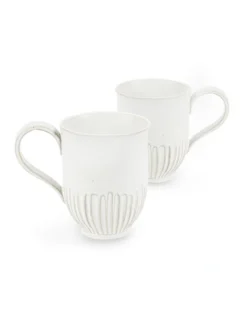White Crafted 400ml Mug Set 2