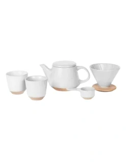 Robert Gordon Ritual Collection Coffee Set Speckled White With Raw Speckled Clay