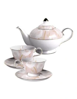 Robert Gordon X Louise Jones High Tea Set 5 Pieces (Teapot, 2 X Cup & Saucers) Blush